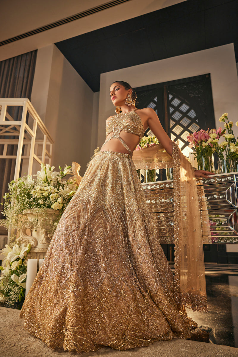 Zara Ombre Gold Lehenga