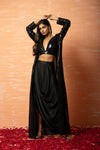 Black Sequins Jacket and hoti Skirt Set