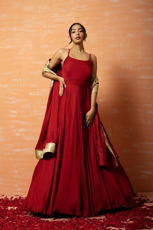 Deep Red Modal Gown Set