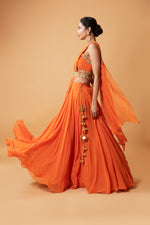 Draped lehenga with georgette fabric and pure handwork