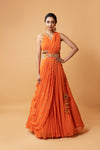 Draped lehenga with georgette fabric and pure handwork