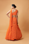 Draped lehenga with georgette fabric and pure handwork