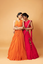 Draped lehenga with georgette fabric and pure handwork