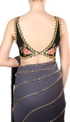 JUHI GODAMBE - BLACK PRE-STICHED EMBELLISHED SAREE SET