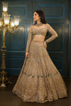 Gold Net Floral Embroidered Lehenga Set