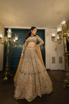 Gold Net Floral Embroidered Lehenga Set