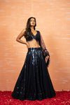 Blue Sequin Lehenga Set