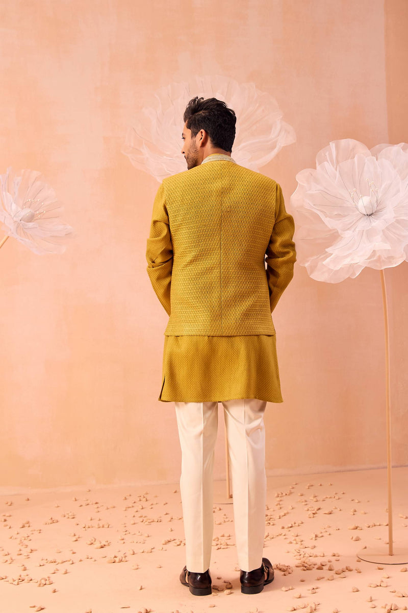 Mustard Quartz Nehru Jacket Set