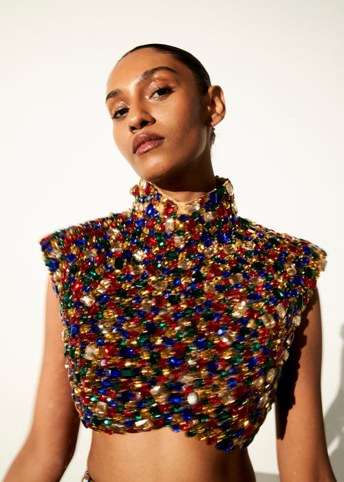 Sphinx Chic Embelished Crystal Skirt Top