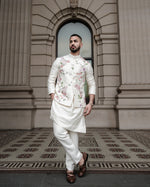 Porcelain Petals Nehru Jacket Set