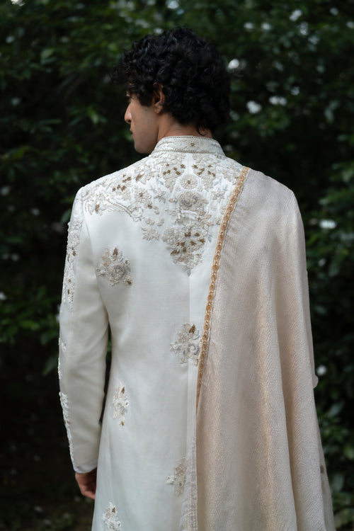 Wisteria White Sherwani Set