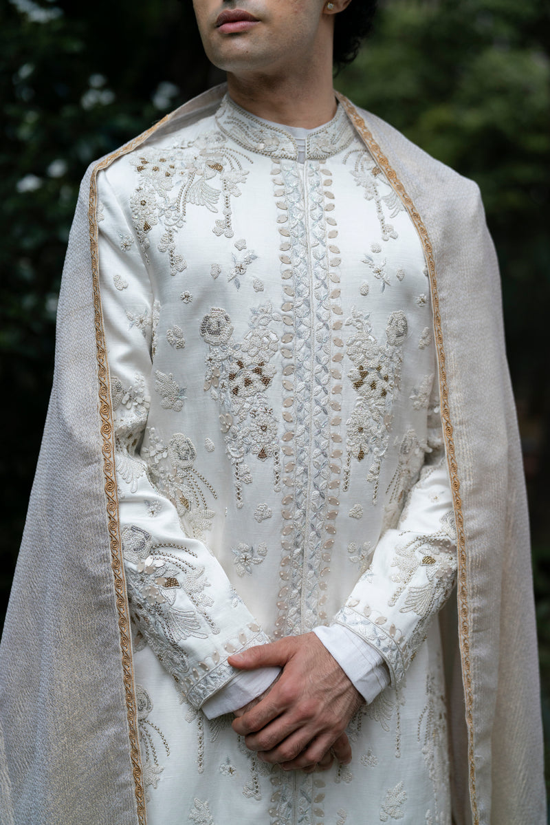 Wisteria White Sherwani Set