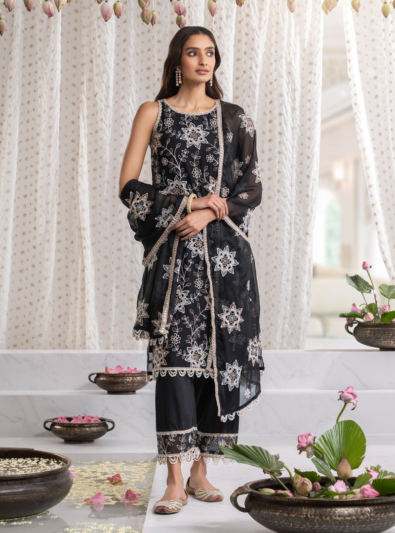 Black Jugni Kurta with Jugni Pants