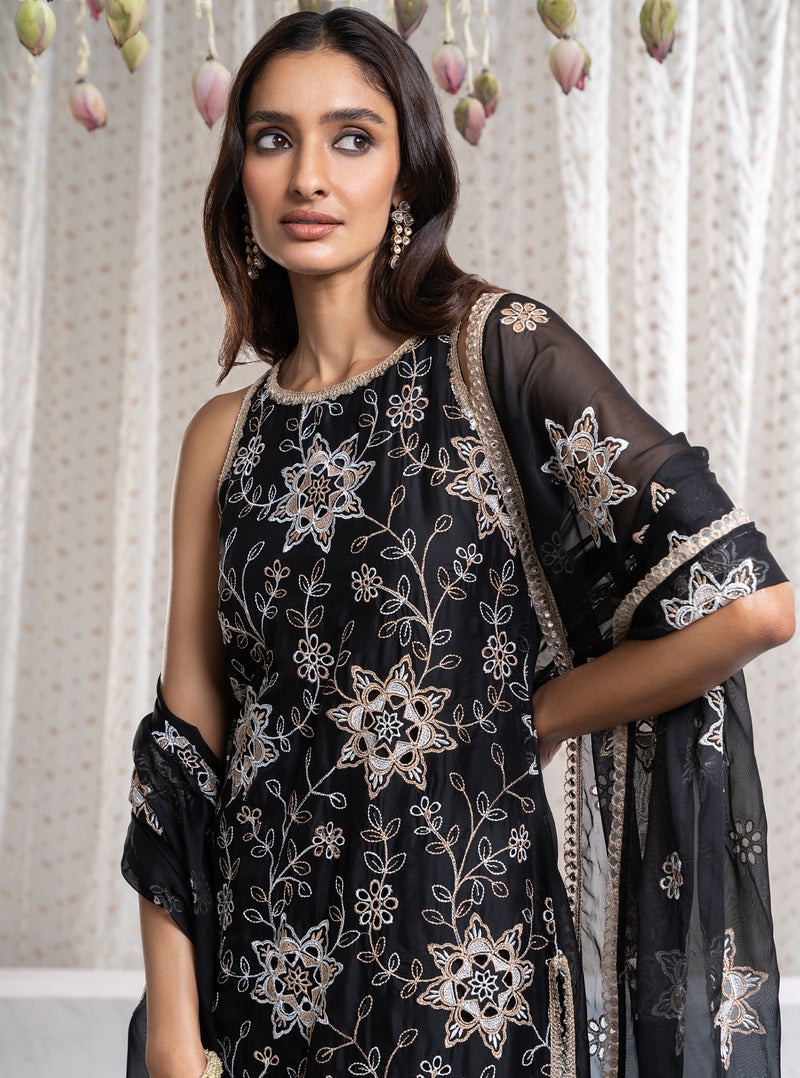 Black Jugni Kurta with Jugni Pants