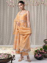 Orange Kesariya Anarkali with Kesariya Pants