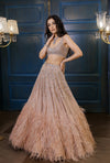 Nude Gold feather Lehenga