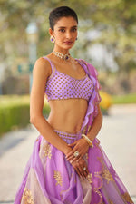 Mauve multicolor Flower Lehenga Set