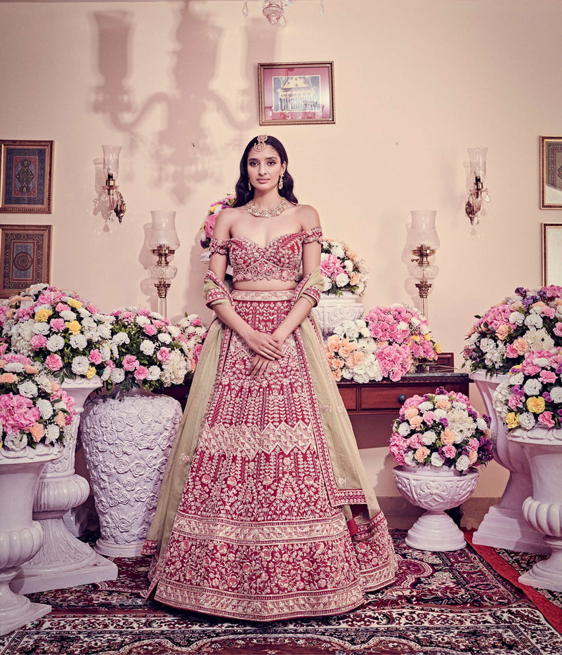 Garnet red Lehenga