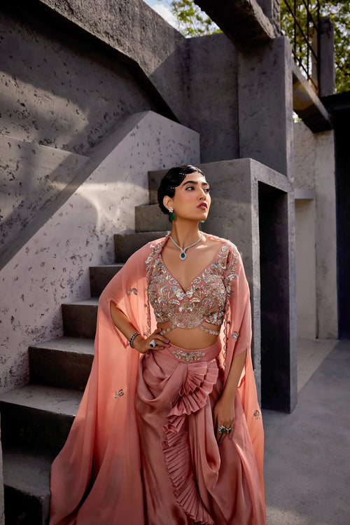 Aiyana Cape Drape Skirt Set