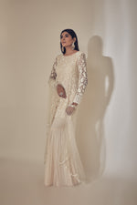 Hand Embroidered Ivory Sharara Set