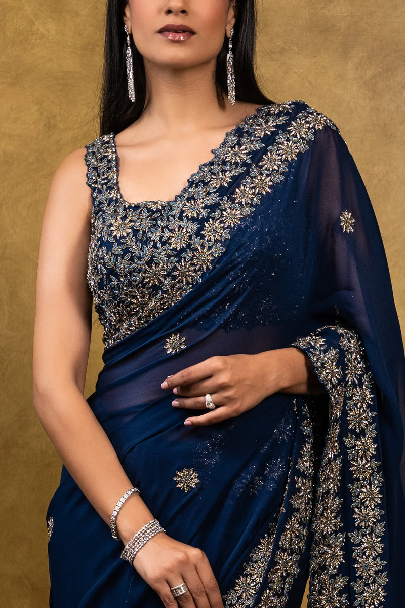 MIDNIGHT BLUE GEORGETTE SAREE