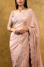 ROSE PINK CHIFFON BOOTI SAREE