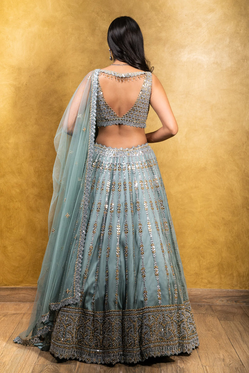 JADE GREEN TULLE LEHENGA