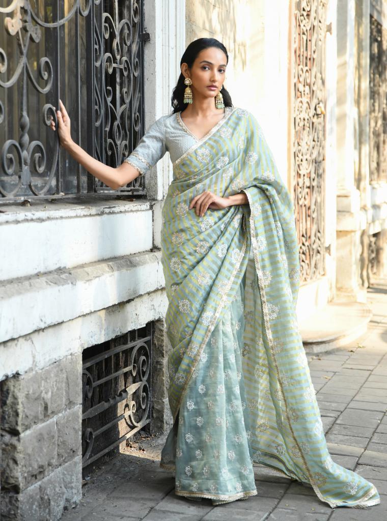 Mangni Saree Light Blue