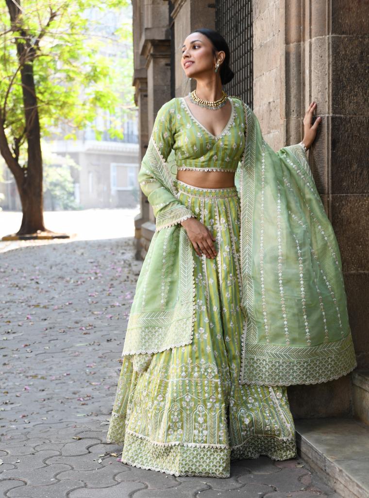 Sindhuri Lehenga Green Sindhuri Dupatta