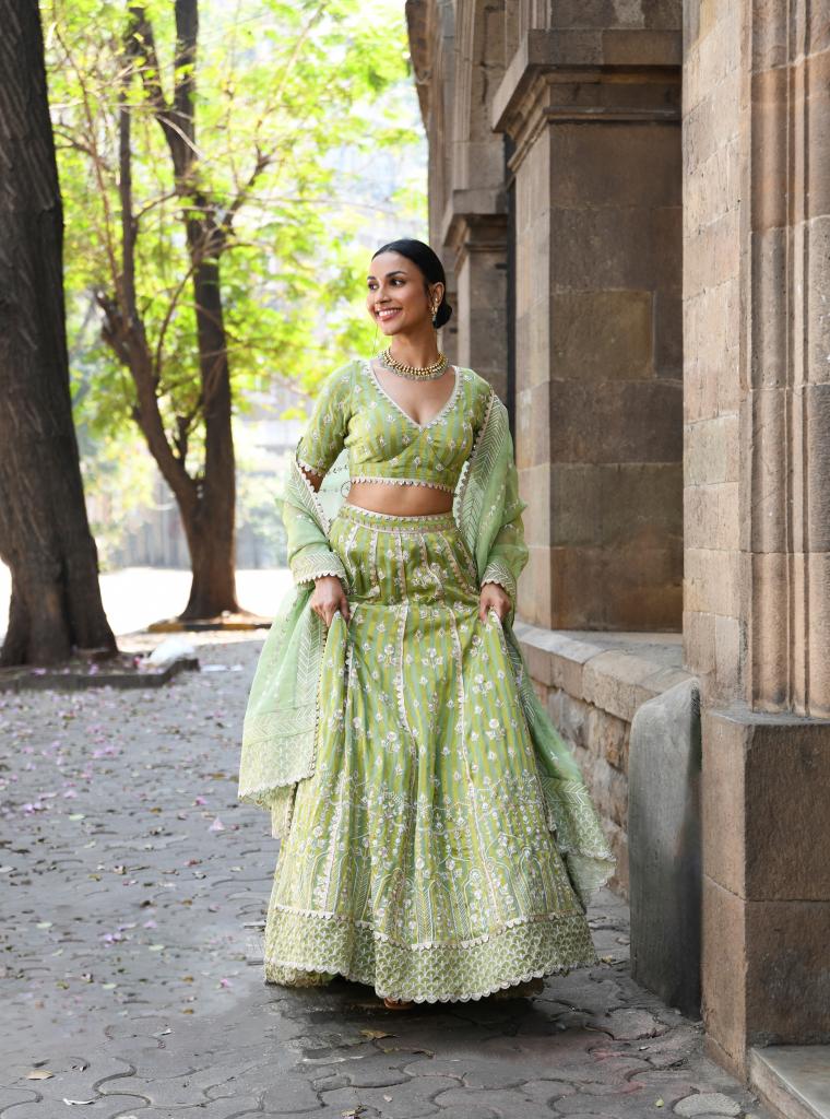 Sindhuri Lehenga Green Sindhuri Dupatta