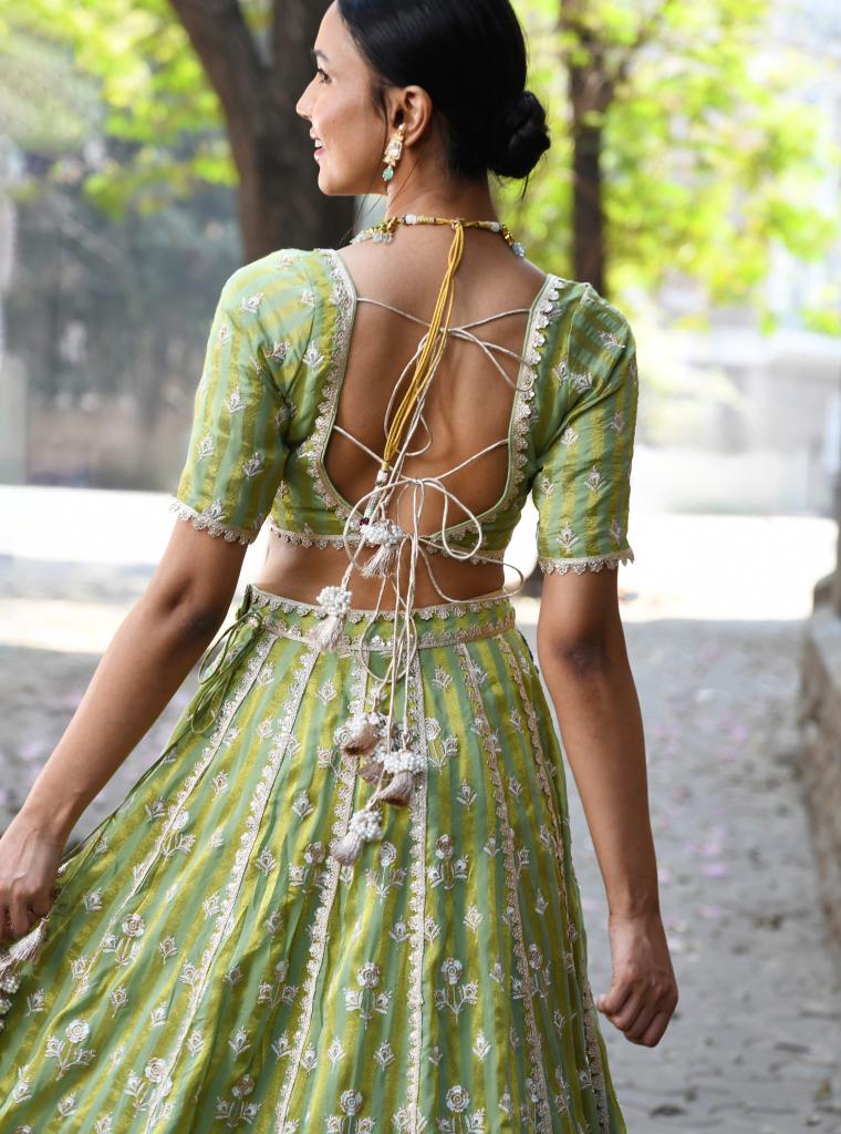 Sindhuri Lehenga Green Sindhuri Dupatta