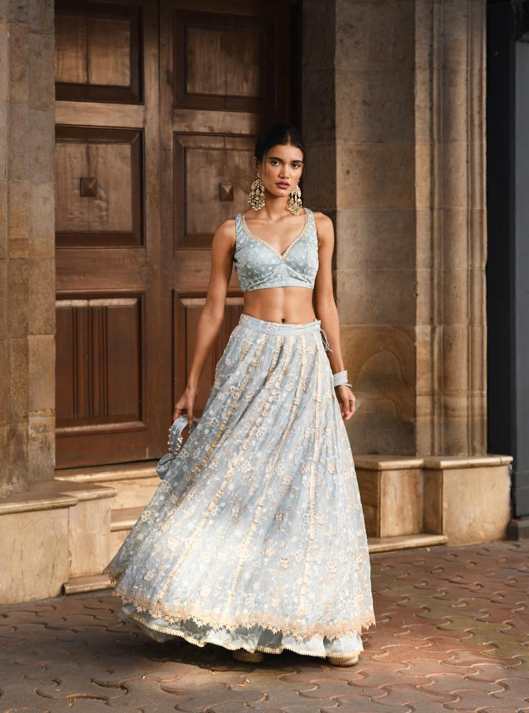 Bimli Lehenga Light Blue Dupatta