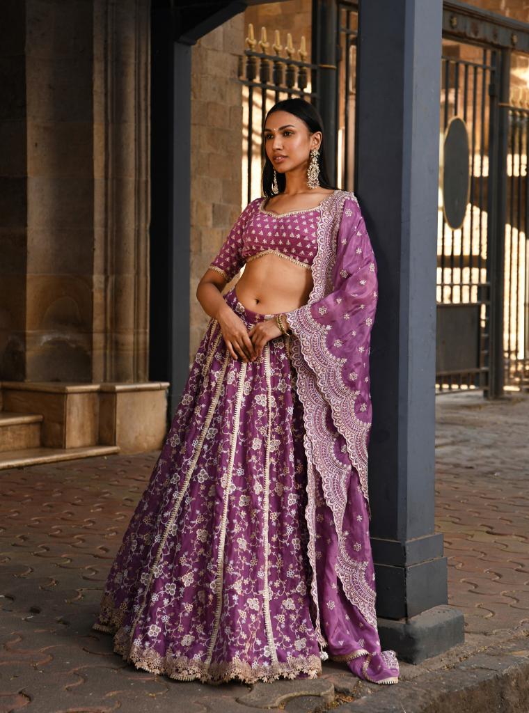 Bimli Lehenga Lilac Dupatta