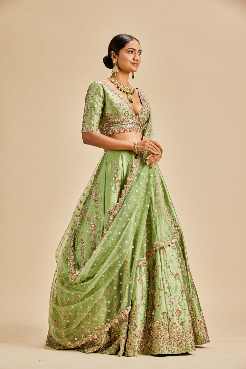 JADE GREEN LEHENGA CHOLI SET