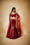 Sequin mermaid lehnga with floral dupatta and jaal blouse detail