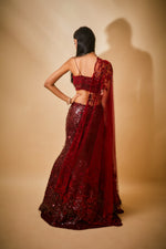 Sequin mermaid lehnga with floral dupatta and jaal blouse detail