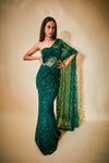 Jaal feather pallu with mermaid saree with strapless