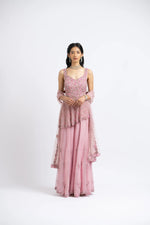 ROSE PINK ORGANZA SHARARA SET