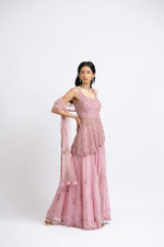 ROSE PINK ORGANZA SHARARA SET