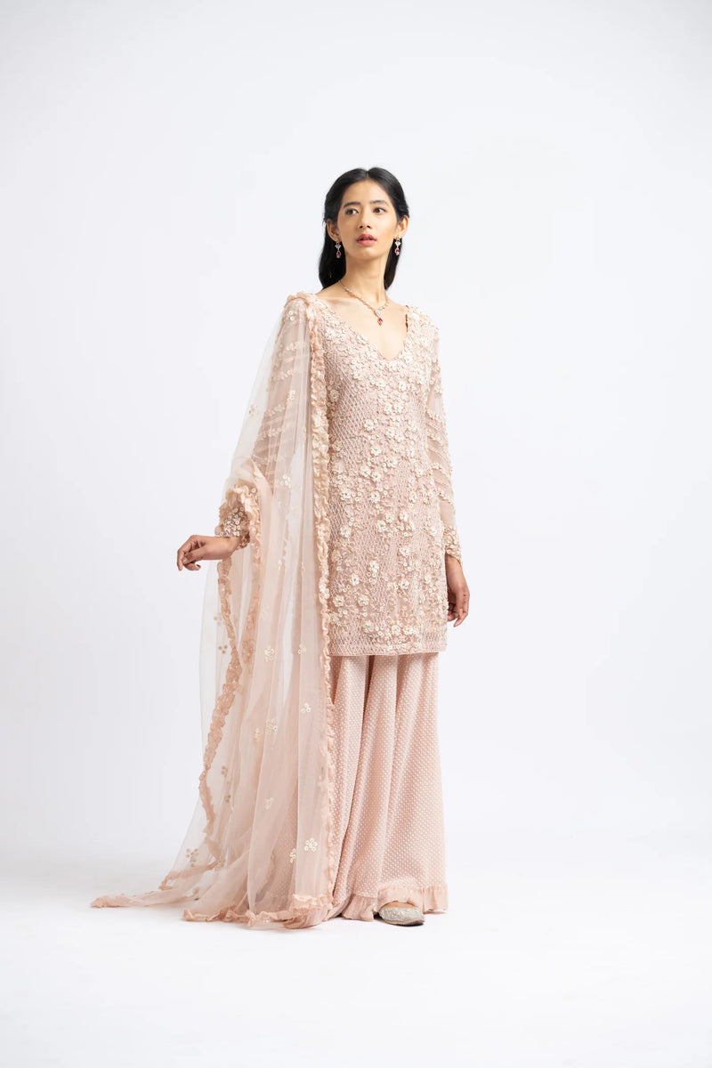 BLUSH PINK KURTA SHARARA SET