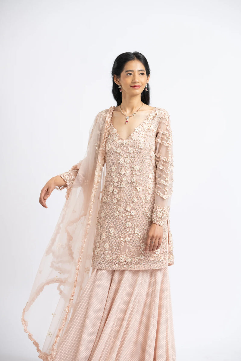 BLUSH PINK KURTA SHARARA SET