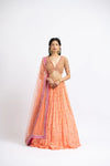 MANGO ORANGE GEORGETTE LEHENGA CHOLI SET