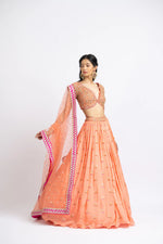 MANGO ORANGE GEORGETTE LEHENGA CHOLI SET