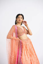 MANGO ORANGE GEORGETTE LEHENGA CHOLI SET