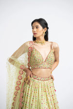 MEHENDI GREEN LEHENGA CHOLI SET