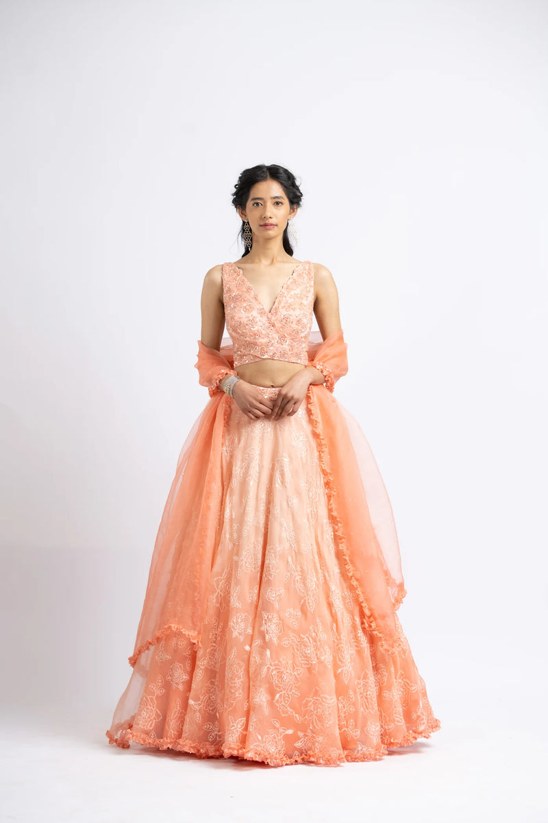 MANGO OMBREY ORGANZA LEHENGA SET