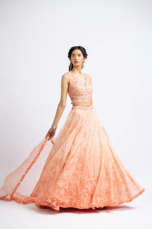 MANGO OMBREY ORGANZA LEHENGA SET