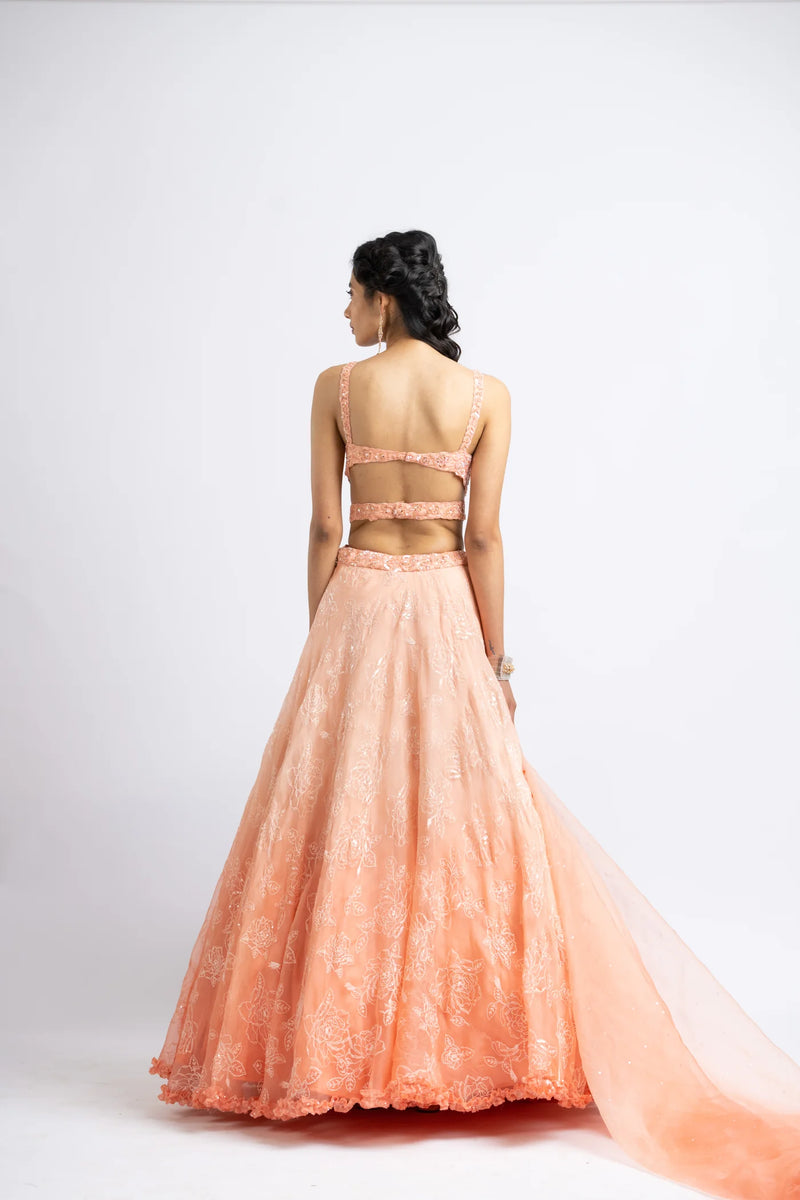 MANGO OMBREY ORGANZA LEHENGA SET