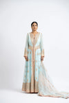 AQUA KALIDAR WITH WORKED ORGANZA DUPATTA AND CHURIDAR