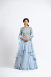 ICE BLUE TULLE LEHENGA CHOLI SET